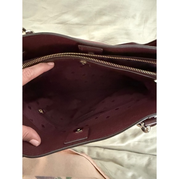 Kate Spade New York Burgundy Pebbled Leather Shoulder Tote Zip‎ Top - Picture 8 of 13